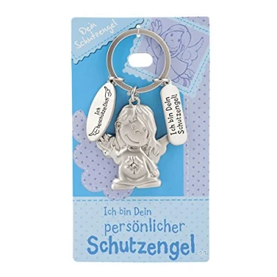 Imagen de Depesche 7518 011 Ángel de la guarda llavero metal, amuleto suerte con ángel, y mensaje cariñoso, para regalar a familiares, amigos conocidos