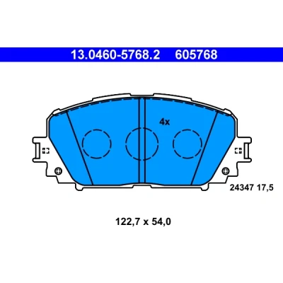 Imagen de ATE 13.0460 5768.2 Juego de pastillas freno excl. contacto avisador desgaste TOYOTA: Yaris III Hatchback, II Verso S