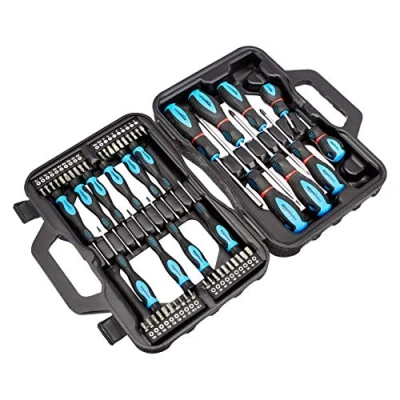 Imagen de Amazon Basics Set de destornillador, ranurados precisión Phillips, Torx, Negro, 58 Unidad