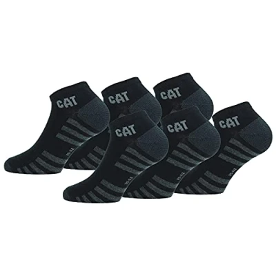 Imagen de Caterpillar 6 Pares Calcetines Hasta el Tobillo para Cualquier Uso Puntera y Talón Reforzados Algodón (Negro, 39 42)