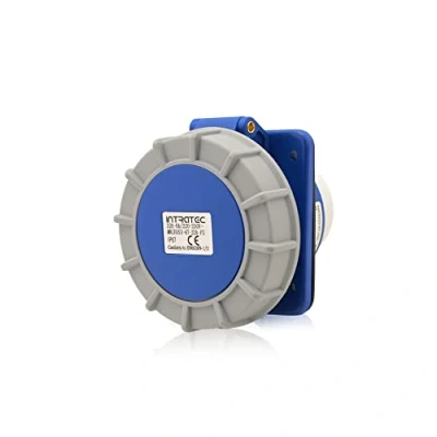 Imagen de CEE Enchufe de corriente fuerte (3 pines, 2P+E, IP67, 32 A, 230 V, 6 h, color azul