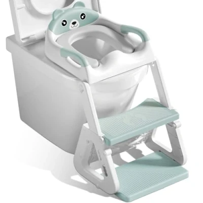 Imagen de JEDWKFA Adaptador WC Niños, Reductor Niños con Escalera, Plegable, Ajustable, Antideslizante, Baño para Potty Training Toilet Seat, Gris Azul