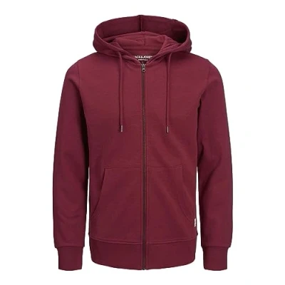 Imagen de Jack &amp; Jones Jjebasic Sweat Zip Hood Noos Sudadera con Capucha de Deporte, Rojo (Rhododendron), XL para Hombre