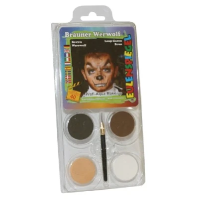 Imagen de Eulenspiegel 204702 Juego con motivo de hombre lobo, 4 colores, 1 pincel, instrucción, para aprox. 40 máscaras, carnaval, fiesta temática
