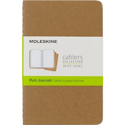 Imagen de Moleskine S04940 Juego de 3 cuadernos con páginas en blanco, cubierta cartón y bordado algodón, 9x14 cm, Papel marrón