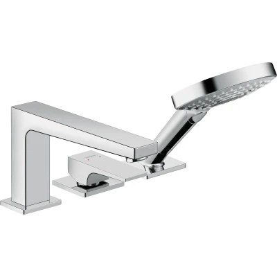 Imagen de hansgrohe Metropol Mezclador Monomando de 3 Agujeros para Borde Bañera con Manecilla Plana, Cromo, 32550000