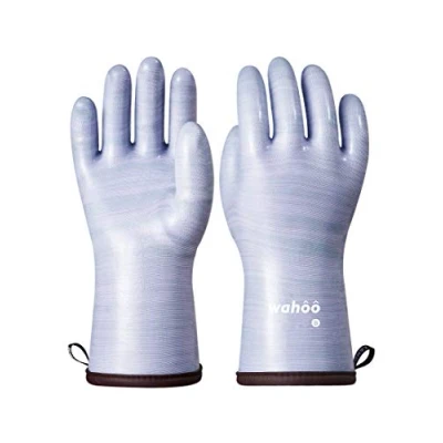 Imagen de Wahoo Silicona Líquida Guantes Barbacoa, Ahumador Resistente Al Calor, Impermeable, Horno Profesional para Cocina, Parrilla, Hornear, Microwave, Púrpura, Tamano M
