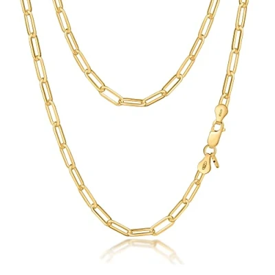 Imagen de Amberta Cadena Paperclip para Mujer en Plata de Ley 925: 18K Chapada Oro 4.4 mm 40 cm