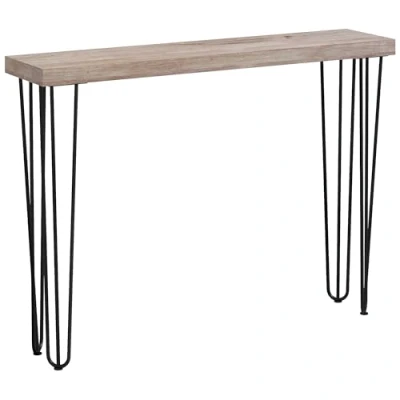 Imagen de HOMCOM Mesa Consola Moderna de Entrada con Patas Acero Antivuelco Mueble Recibidor para Salón Pasillo 110x25x79,5 cm Natural