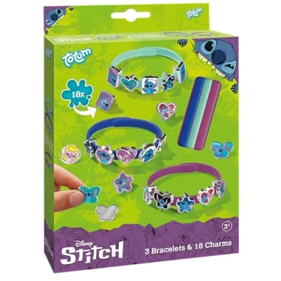 Imagen de TM ESSENTIALS Stitch Juego de 18 pulseras abalorios para niños, color amarillo, azul y rojo crear tu propia creatividad. Diversión única con bonitos motivos puntada, 14 Cm, Caucho, No es