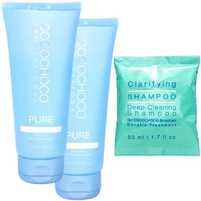 Imagen de COCOCHOCO PURE Tratamiento de Queratina Brasileña libre formoles pelo profesional 200 ml + Champú aclarador 50