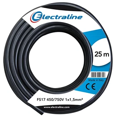 Imagen de Electraline 13072 Cable unipolar FS17, sección 1 x 1.5 mm², Negro, 25 m