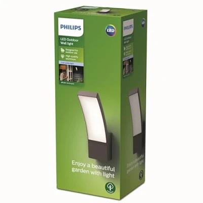 Imagen de Philips Aplique mural Splay, lámpara LED de exterior, color antracita, luz blanca neutra, 12W