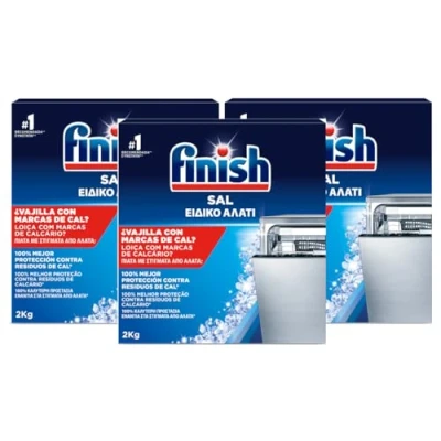 Imagen de Finish Sal para Lavavajillas, Función Antical, 3 Unidades x 2 kg, Total 6 kg