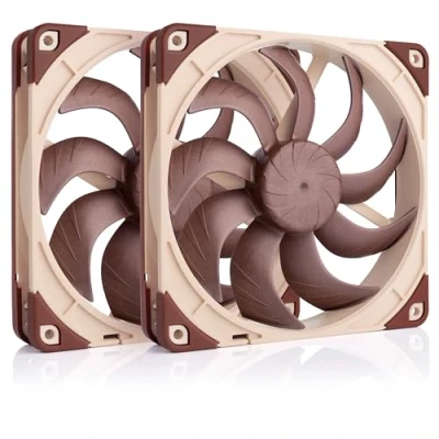 Imagen de Noctua NF A14x25 G2 PWM Sx2 PP, Set de Dos Ventiladores para Aplicaciones Entrada/Salida que Funcionan Simultáneamente (Marrón)