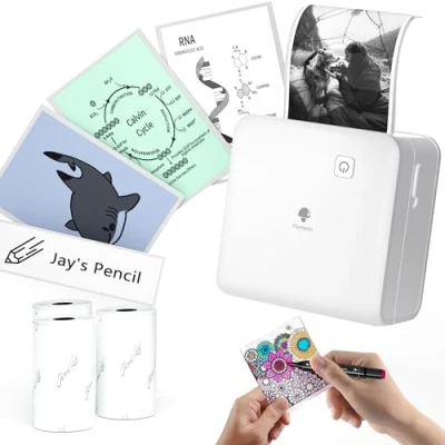 Imagen de Phomemo M02 Pro Mini Impresora 300DPI Portátil Termica Movil Pequeña Fotográfica Bluetooth, Adecuado para Notas de Estudio, Fotos, Regalos, Etiquetas Bianco