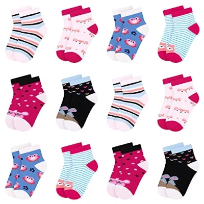 Imagen de Libella 12 pares Calcetines Lindo Verano de Divertidos Ocasionales con corazones rayas y puntos vistoso 2118 23 26