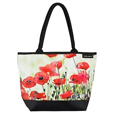 Imagen de VON LILIENFELD Bolso Floral Amapolas Señoras Shopper Dimensiones L42 x H30 D15 cm Bolsa de Playa Asa Oficina