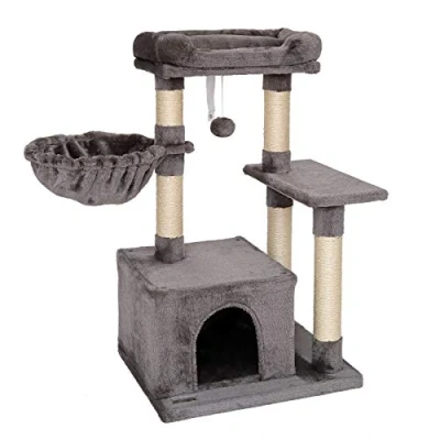 Imagen de lionto Árbol rascador para Gatos Altura 85 cm, Gris Oscuro