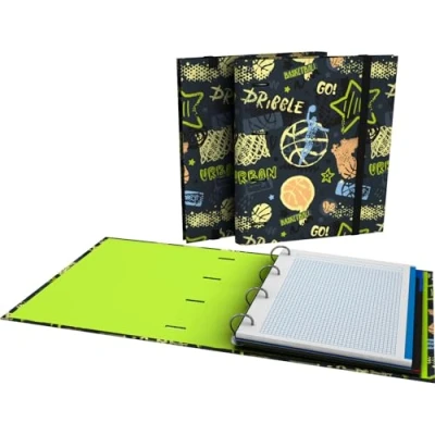 Imagen de Grafoplas Carpeta A4 con Anillas Troqueladas Recambio y Separadores, Hojas 90g Cuadriculadas 5x5 Borde Color, Sobre Transparente, Carpebook Streetball Bits &amp; Bobs Pop Up Design