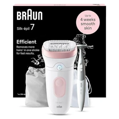 Imagen de Braun Silk épil 7, Depiladora Eléctrica Para Una Eliminación Del Vello Fácil, Piel Suave Duradera, 7 210, Blanco/Flamenco