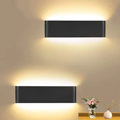 Imagen de CANMEIJIA 2 Piezas Aplique Pared Interior, 16W Lampara Dormitorio 41CM 3000K Luz Calida de Negro Aluminio Simplicidad Moderna para Sala estar, Baño, Pasillo, Cocina, Escaleras