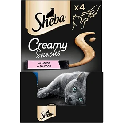 Imagen de Sheba Snacks cremosos para Gatos con salmón (MSC) Palos prácticos lamer de la Mano 44 x 12 g