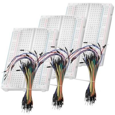 Imagen de AZDelivery Breadboard Kit 3 x 65 Jumper Wire Cables de Puente Pines Macho a y Mini con 400 Compatible Arduino Raspberry Pi E Book Incluido!