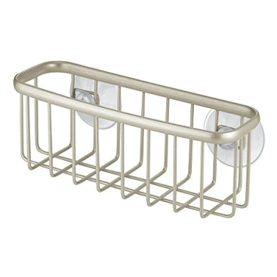 Imagen de iDesign Axis Portaestropajos, organizador de fregadero metal con recubrimiento inoxidable para esponjas y estropajos, plateado mate