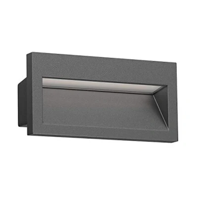 Imagen de ledscom.de aplique empotrable LED NOLA, downlight para exteriores, IP54, antracita mate, 140 x 70mm, blanco frío, balcón, entrada de coches, carport, luz escalera, lámpara