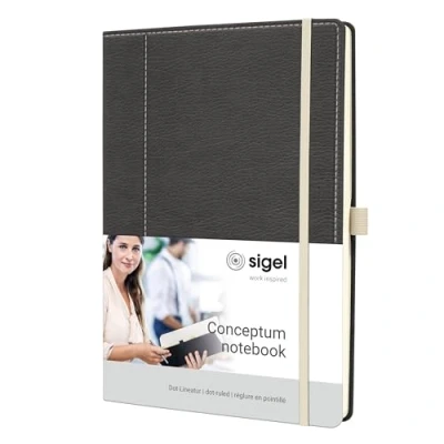 Imagen de SIGEL CO696 Conceptum Libreta, diseño Casual, cuadriculado con puntos (impresión Dot), aprox. A4, gris, blanco, tapa dura, 194 páginas