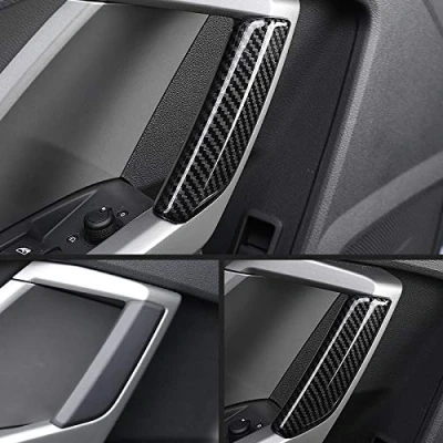 Imagen de HIGH FLYING para Q3 F3 2019 2023 Cubierta Manija Puerta Coche Manijas de Laterales Plástico ABS Interior del Automóvil 4 Piezas (Color Fibra Carbono)