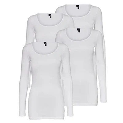 Imagen de VERO MODA Camiseta de manga larga para mujer (2 unidades), 4x Bright White, S