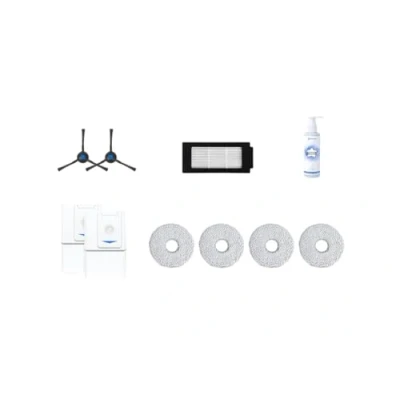 Imagen de ECOVACS Kit de Repuesto para Robot Aspirador T30 (Pro) Omni, 2 cepillos Laterales, filtros antibacterianos, Bolsas Polvo, 4 Trapos, 1 solución Limpieza 110 ml