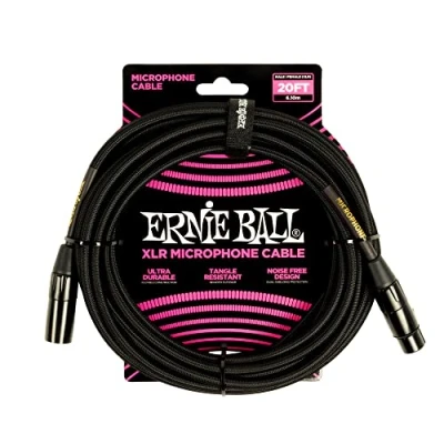 Imagen de Ernie Ball Cable para micrófono XLR trenzado macho/hembra 6 m. Negro