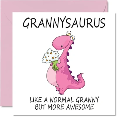 Imagen de Tarjetas de cumpleaños para abuela Grannysaurus tarjeta felicitación el día la madre nieta, nieto, feliz cumpleaños, gran dinosaurio, 145 mm x mm,