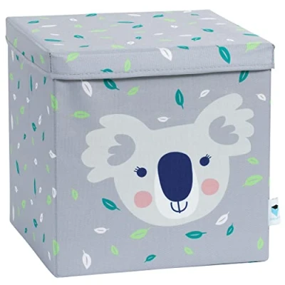 Imagen de LOVE IT STORE Caja de almacenamiento con tapa Inserto Kallax tela Reforzado madera Cuadrado y estable Gris koala 33 x cm