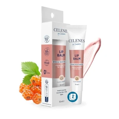Imagen de Celenes by Sweden Bálsamo Labial Hidratante Intenso con Mora de los Pantanos 10 ml (Paquete 2) Nutritivo y Calmante, Natural Vegano, Sin Alcohol, Para Labios Suaves Protegidos