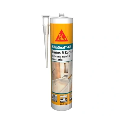 Imagen de SIKA silicona neutra sanitaria SikaSeal 175 Baños &amp; Cocinas Blanco Sellador de antimoho para aplicaciones sanitarias Muy bajo olor 300ml