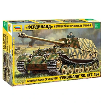 Imagen de Zvezda 3653 500783653 1:35 SD. Maqueta de Coche, diseño Tigre Ferdinand 184, Kit Montaje, construcción Modelos, aficiones, Manualidades, Montaje plástico, sin Pintar