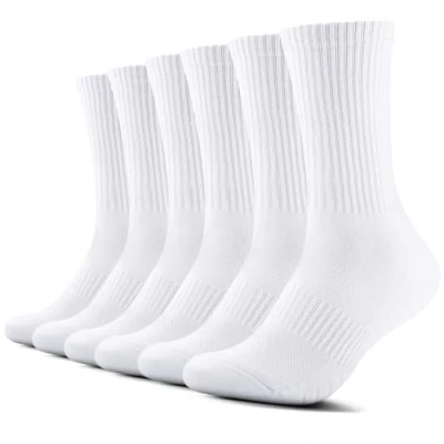 Imagen de TUUHAW 6 Pares Calcetines Hombres Mujer de Algodón para Deporte Blanco 47 50