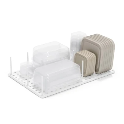 Imagen de Umbra Peggy Bandeja organizadora para Utilizarse en alacenas, repisas o cajones Sistema de Almacenamiento Ajustable, Blanco, 2