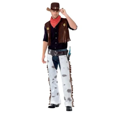 Imagen de Smiffys Disfraz de vaquero, marrón, con chaleco, pantalones, pañoleta y sombrero