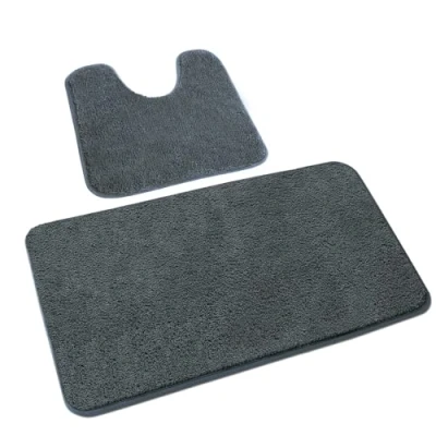 Imagen de Rururug Juego de 2 Alfombra Baño Antideslizante Alfombrilla Microfibra Ducha Ultra Suave Gris (50x80+50x40cm)