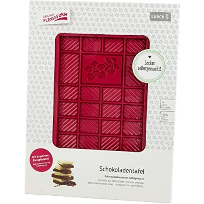 Imagen de Lurch 83090 Molde Flexible para Tableta de Chocolate, 12 x 20,5 cm, Silicona, 21 17 1,7 Color Rojo rubí