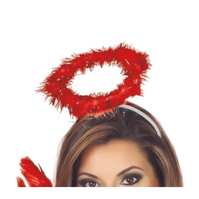 Imagen de Fiestas GUIRCA Diadema Ángel Plumas Roja (Talla Única) Accesorio de Disfraz para Navidad, Halloween, Religiosas y Temáticas Ideal Adultos