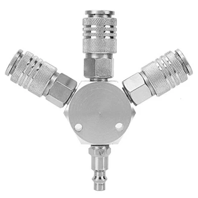 Imagen de Fafeicy 3 vías Acoplador rápido de colector, 1/4 &#039;&#039; F NPT Manguera aire Colector Conector Adaptador Divisor