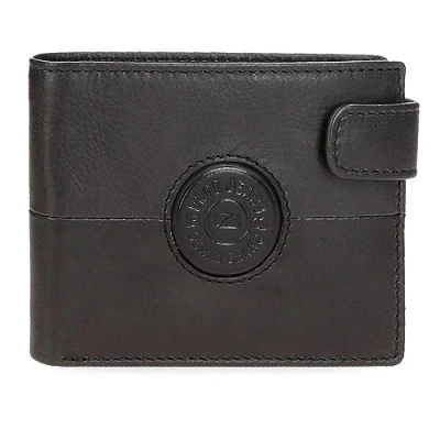 Imagen de Pepe Jeans Cracker Cartera Horizontal con Cierre de Clic Negro 11x8,5x1 cms Piel