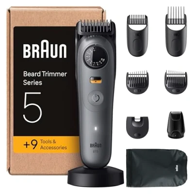 Imagen de Braun Recortadora De Barba Series 5 BT5565, +9 Accesorios Afeitado, Lámina Corte Ultra Afilada, 120 Min Autonomía, 40 Longitudes, Resistente Al Agua, Dial Precisión Y Bloqueo, Gris