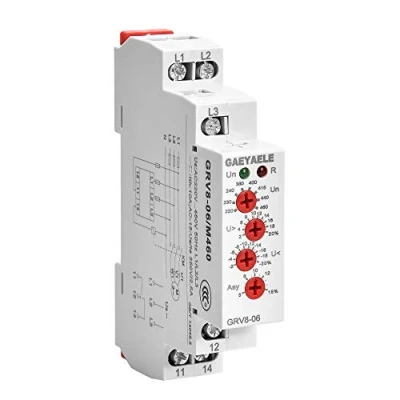 Imagen de GAEYAELE Relé de detección voltaje secuencia fase falla trifásica protección AC220V 460V 10A 1SPDT (GRV8 06,M460)